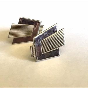 Vintage Geometric Silver Cufflinks